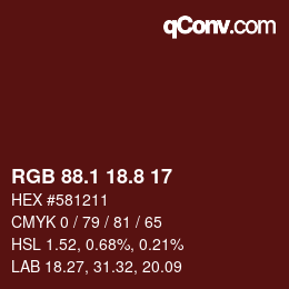 カラーコード: RGB 88.1 18.8 17 | qconv.com