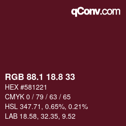 カラーコード: RGB 88.1 18.8 33 | qconv.com
