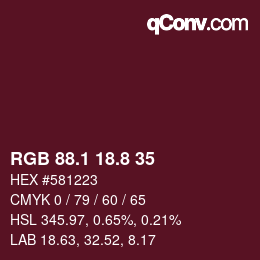 Color code: RGB 88.1 18.8 35 | qconv.com
