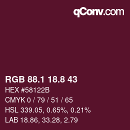 カラーコード: RGB 88.1 18.8 43 | qconv.com