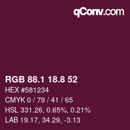 カラーコード: RGB 88.1 18.8 52 | qconv.com