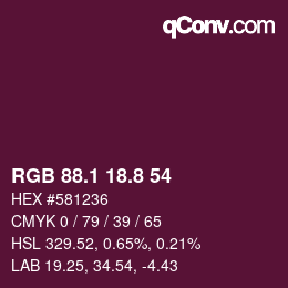 カラーコード: RGB 88.1 18.8 54 | qconv.com