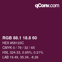 カラーコード: RGB 88.1 18.8 60 | qconv.com