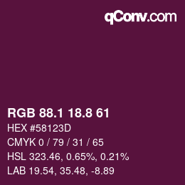 カラーコード: RGB 88.1 18.8 61 | qconv.com