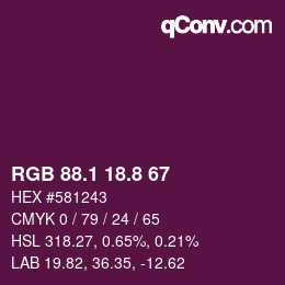 カラーコード: RGB 88.1 18.8 67 | qconv.com