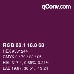 カラーコード: RGB 88.1 18.8 68 | qconv.com