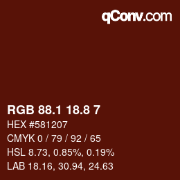 カラーコード: RGB 88.1 18.8 7 | qconv.com