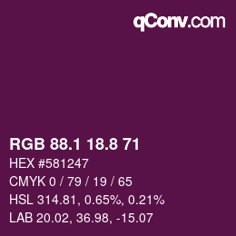カラーコード: RGB 88.1 18.8 71 | qconv.com