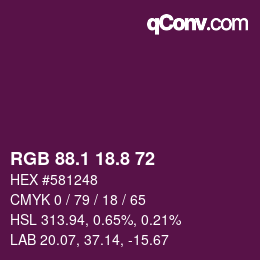 カラーコード: RGB 88.1 18.8 72 | qconv.com