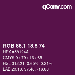 カラーコード: RGB 88.1 18.8 74 | qconv.com