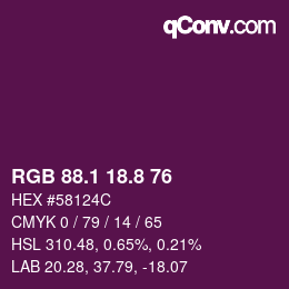 カラーコード: RGB 88.1 18.8 76 | qconv.com