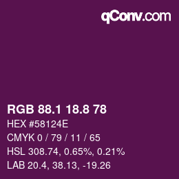 カラーコード: RGB 88.1 18.8 78 | qconv.com