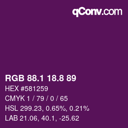 カラーコード: RGB 88.1 18.8 89 | qconv.com