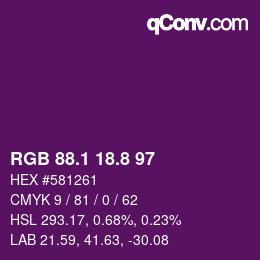 カラーコード: RGB 88.1 18.8 97 | qconv.com