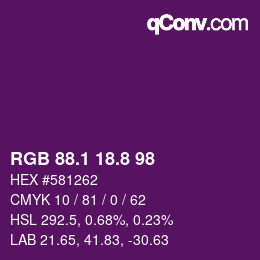 カラーコード: RGB 88.1 18.8 98 | qconv.com