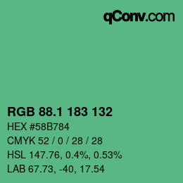 カラーコード: RGB 88.1 183 132 | qconv.com