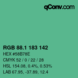 カラーコード: RGB 88.1 183 142 | qconv.com