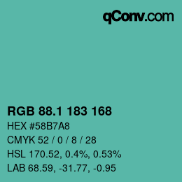 カラーコード: RGB 88.1 183 168 | qconv.com