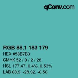 Color code: RGB 88.1 183 179 | qconv.com
