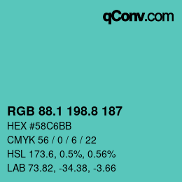 Color code: RGB 88.1 198.8 187 | qconv.com