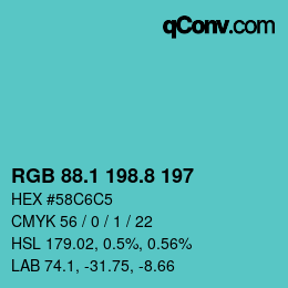 Color code: RGB 88.1 198.8 197 | qconv.com