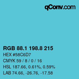 カラーコード: RGB 88.1 198.8 215 | qconv.com