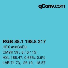 Farbcode: RGB 88.1 198.8 217 | qconv.com