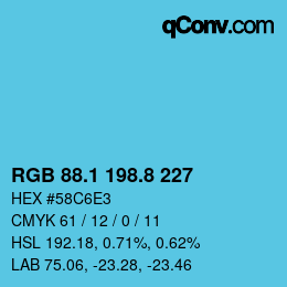 Color code: RGB 88.1 198.8 227 | qconv.com