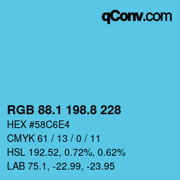 カラーコード: RGB 88.1 198.8 228 | qconv.com
