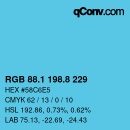 カラーコード: RGB 88.1 198.8 229 | qconv.com