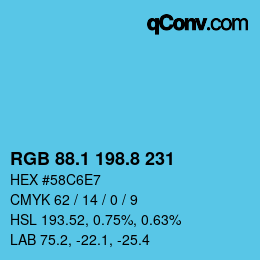 Color code: RGB 88.1 198.8 231 | qconv.com