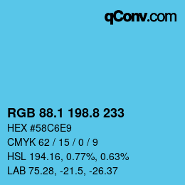 Color code: RGB 88.1 198.8 233 | qconv.com