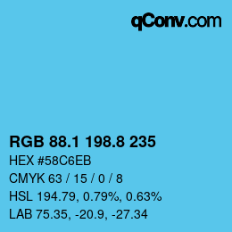 Color code: RGB 88.1 198.8 235 | qconv.com