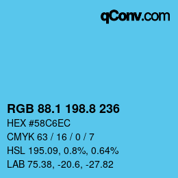 Farbcode: RGB 88.1 198.8 236 | qconv.com