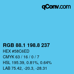 カラーコード: RGB 88.1 198.8 237 | qconv.com