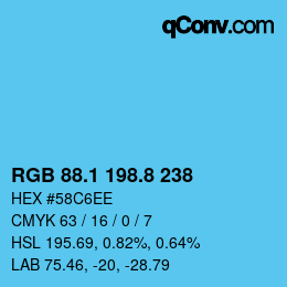 カラーコード: RGB 88.1 198.8 238 | qconv.com