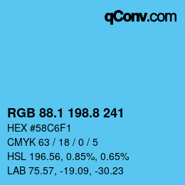 Color code: RGB 88.1 198.8 241 | qconv.com
