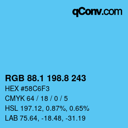 カラーコード: RGB 88.1 198.8 243 | qconv.com