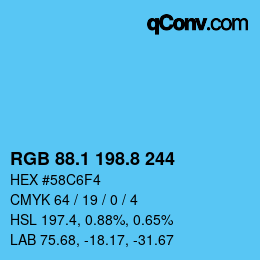 カラーコード: RGB 88.1 198.8 244 | qconv.com