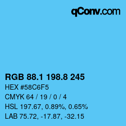 Color code: RGB 88.1 198.8 245 | qconv.com