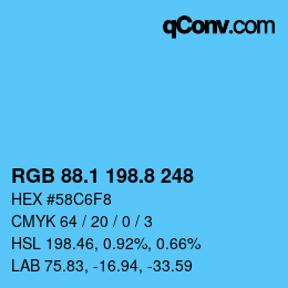 カラーコード: RGB 88.1 198.8 248 | qconv.com