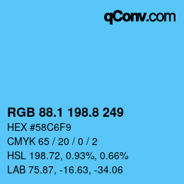 Color code: RGB 88.1 198.8 249 | qconv.com