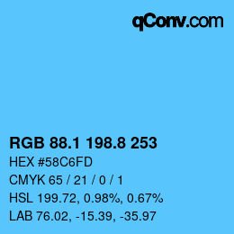 カラーコード: RGB 88.1 198.8 253 | qconv.com