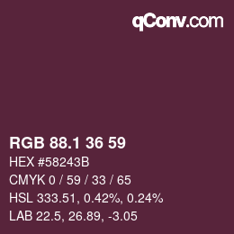カラーコード: RGB 88.1 36 59 | qconv.com