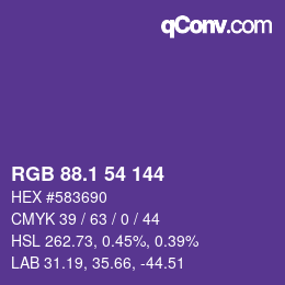 カラーコード: RGB 88.1 54 144 | qconv.com