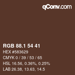 カラーコード: RGB 88.1 54 41 | qconv.com