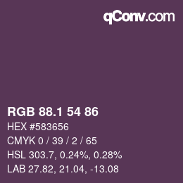 カラーコード: RGB 88.1 54 86 | qconv.com