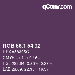 カラーコード: RGB 88.1 54 92 | qconv.com