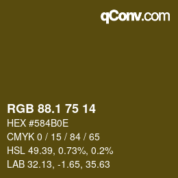 Color code: RGB 88.1 75 14 | qconv.com