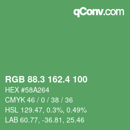 カラーコード: RGB 88.3 162.4 100 | qconv.com